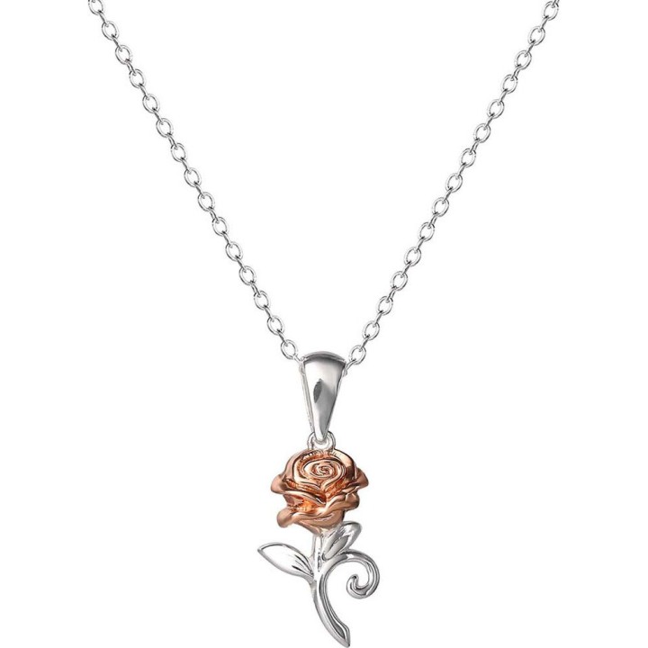 Colgante Rosa La Bella y la Bestia Disney plata