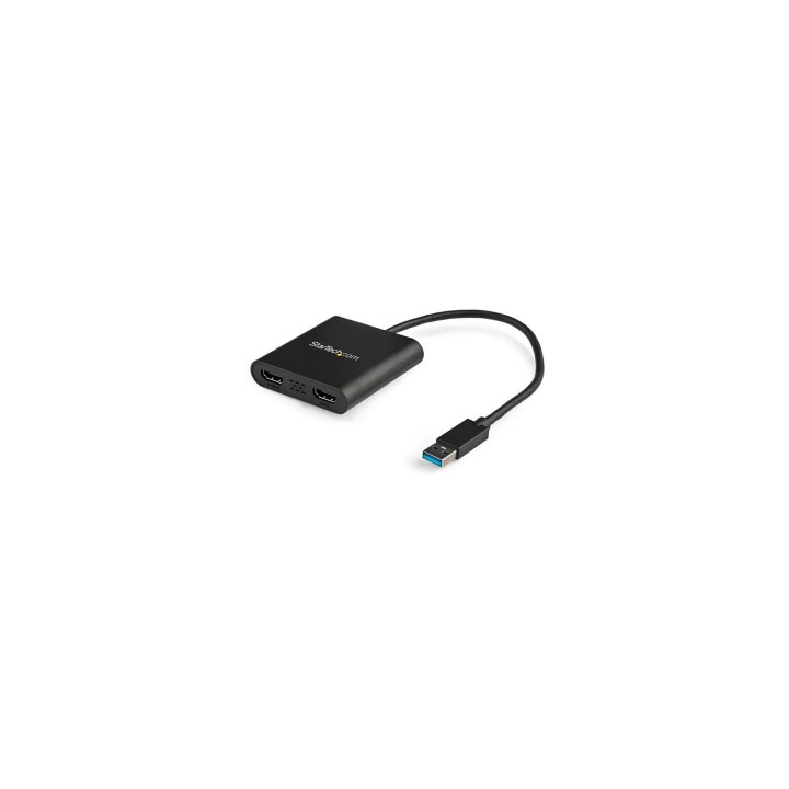 StarTech.com Adaptador Gráfico Externo USB 3.0 a 2 Puertos HDMI 4K - Adaptador de VÍ­deo Externo 4K para 2 Monitores negro