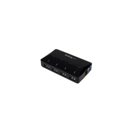 StarTech.com Concentrador USB 3.0 de 4 Puertos - Ladrón con Puertos de Carga y Sincronización - Hub con 1 Puerto de 2.4A