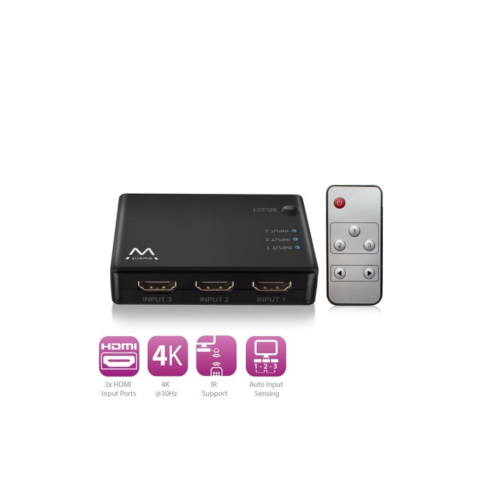 Ewent EW3730 Interruptor de video HDMI negro