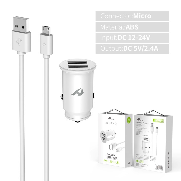 Home Serie Enjoy YCC-01M Adaptador de coche USB. 2 USB x 5V/2.4A con cable Micro USBÂ