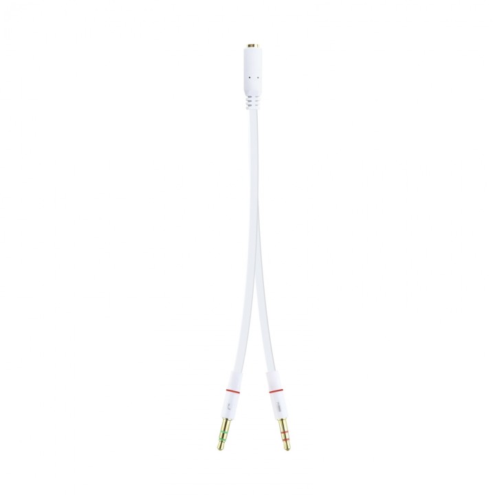 Cable adaptador nanocable audio Jack 3.5 hembra de 4 pines a 2 Jack 3.5 macho de 3 pines blanco 10.24.1203