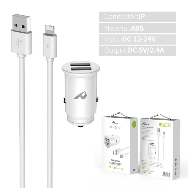 Home Serie Enjoy YCC-01IP Adaptador de coche USB. 2 USB x 5V/2.4A con cable LightningÂ