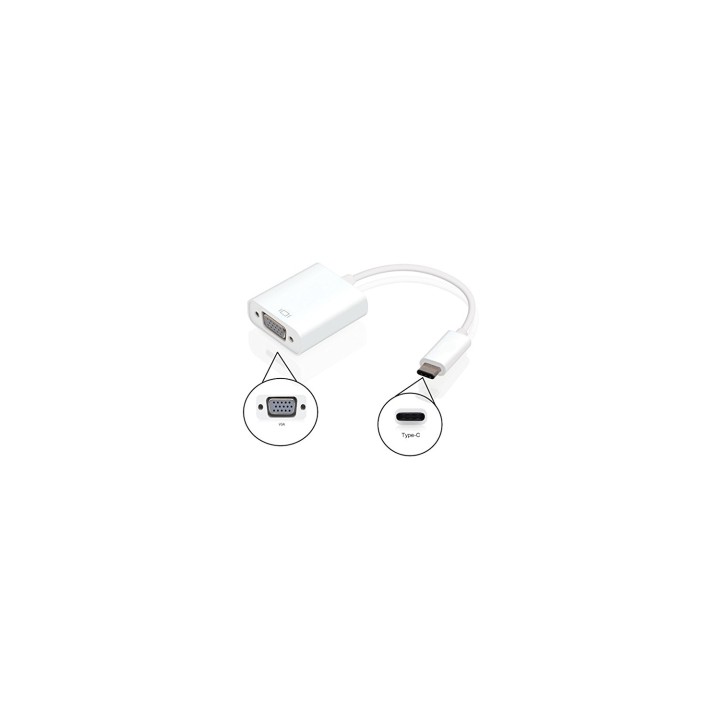 Cable adaptador ewent usb tipo-c macho a vga hembra blanco EW-139500-001-N-P