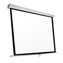 Pantalla manual videoproyector phoenix pared y techo 80p 1.4m x 1.4m posicion ajustable carcasa blanca tela super resistente