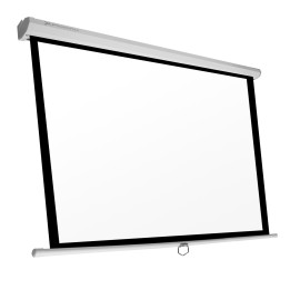 Pantalla manual Phoenix videoproyector pared y techo 169p 3mx3m posicion ajustable carcasa blanca tela super resistente
