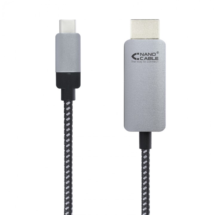 Cable conversor nanocable usb tipo-c macho a hdmi macho 3m aluminio negro 10.15.5103
