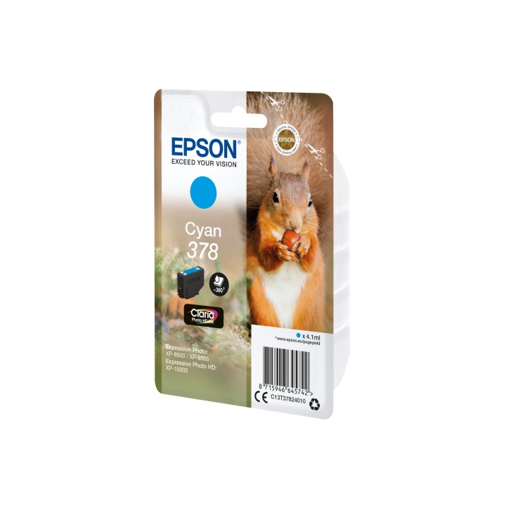 Cartucho Epson Squirrel Singlepack Cyan 378 Claria Photo HD Ink C13T37824010
