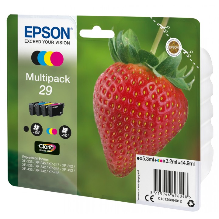 Cartucho Epson Strawberry Multipack 4-colours 29 Claria Home Ink C13T29864022