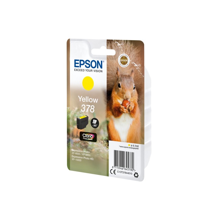 Cartucho Epson Squirrel Singlepack Yellow 378 Claria Photo HD Ink C13T37844010