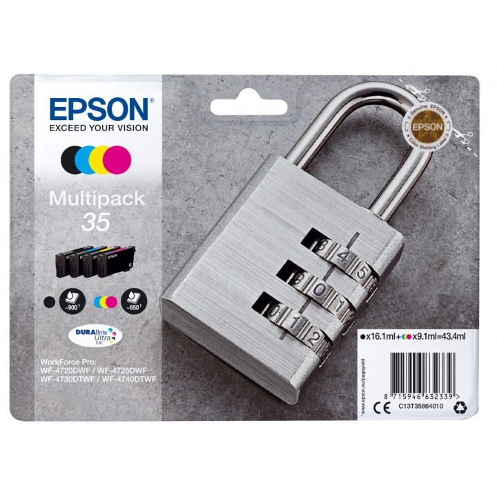 Cartucho de tinta epson padlock multipack 4-colours 35 durabrite ultra ink C13T35864010