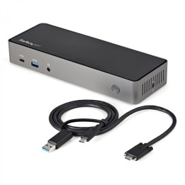 StarTech.com Docking station hibrida universal replicador de puertos con 85W para tres monitores negro gris DK31C3HDPDUE