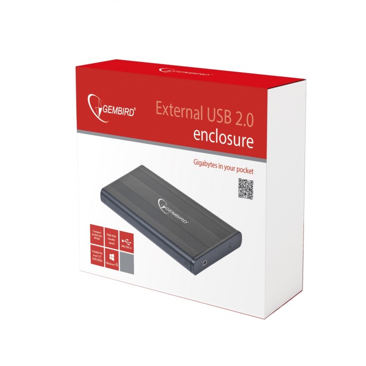 Gembird EE2-U2S-5 caja para disco duro externo Caja de disco duro (HDD) Negro 2.5