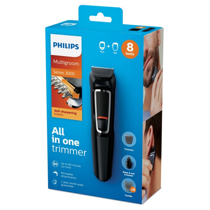 Philips multigroom series 3000 recortadora 8 en 1 con 8 herramientas negro MG3730/15
