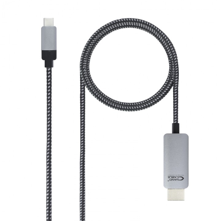 Cable conversor nanocable usb tipo-c macho a hdmi macho 1.8m aluminio negro 10.15.5102