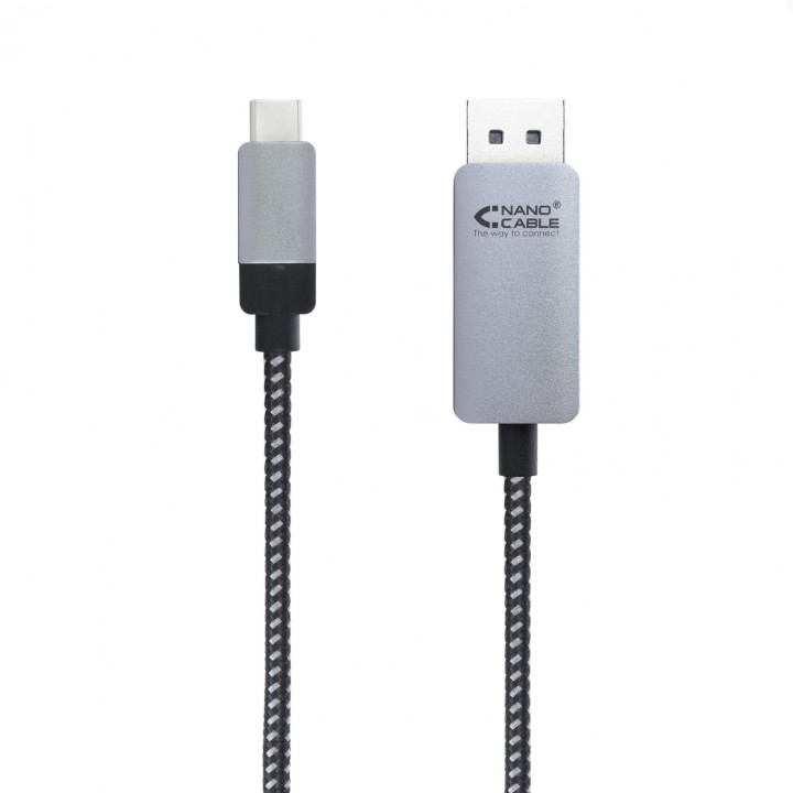 Cable conversor nanocable usb tipo- c macho a displayport macho 1.8m aluminio negro 10.15.5002