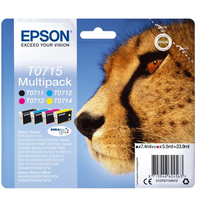 Cartucho Epson Multipack T0715 4 colores etiqueta RF C13T07154022
