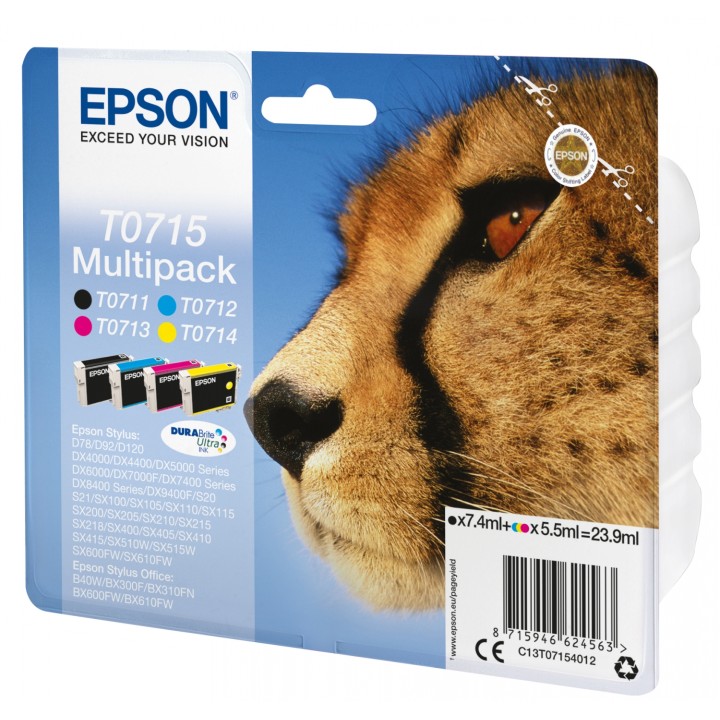 Cartucho Epson Multipack T0715 4 colores etiqueta RF C13T07154022