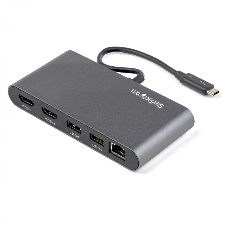 StarTech.com mini dockning station Thunderbolt 3- hdmi 4K 60 Hz usb 2.0 usb 3.2 gen 1 rj45 gris TB3DKM2HDL