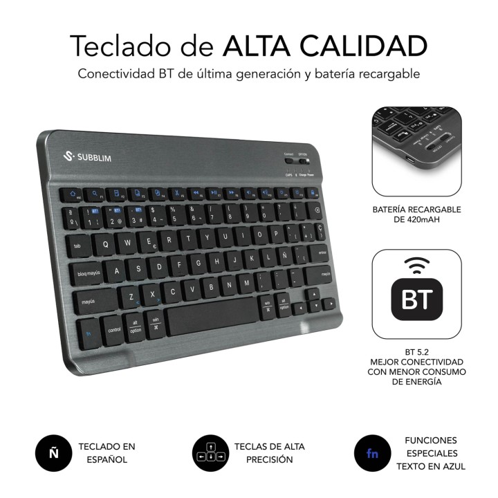 SUBBLIM SUBKT3-BTS070 funda para tablet 27,9 cm (11") Libro Negro