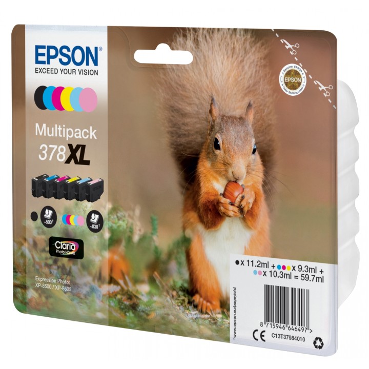 Cartucho Epson Squirrel Multipack 6-colours 378XL Claria Photo HD Ink C13T37984010