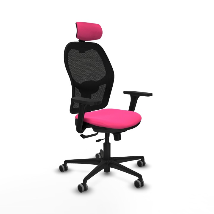 Piqueras y Crespo Jorquera traslack malla negra similpiel rosa brazos 3D base nailon cabecero 2D ruedas 65mm engomada