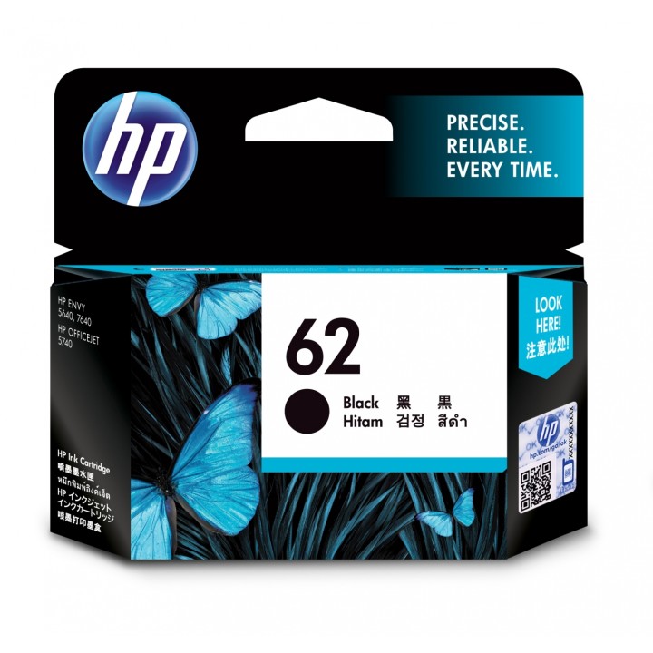 HP 62 Cartucho Original Rendimiento estándar Negro