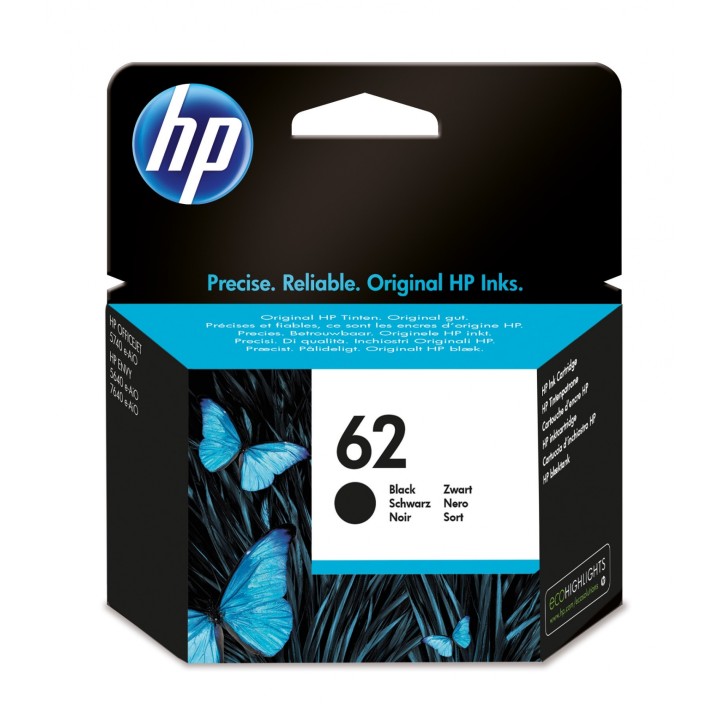 HP 62 Cartucho Original Rendimiento estándar Negro