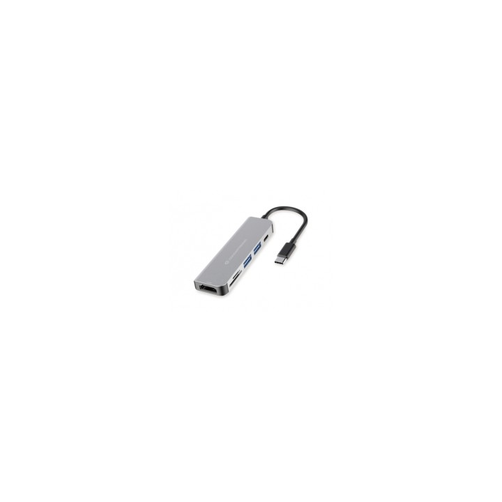 Conceptronic HUB de interfaz USB 3.2 Gen 1 (3.1 Gen 1) Type-C 5000 Mbit/s Aluminio