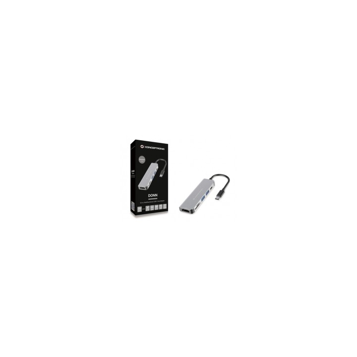 Conceptronic HUB de interfaz USB 3.2 Gen 1 (3.1 Gen 1) Type-C 5000 Mbit/s Aluminio