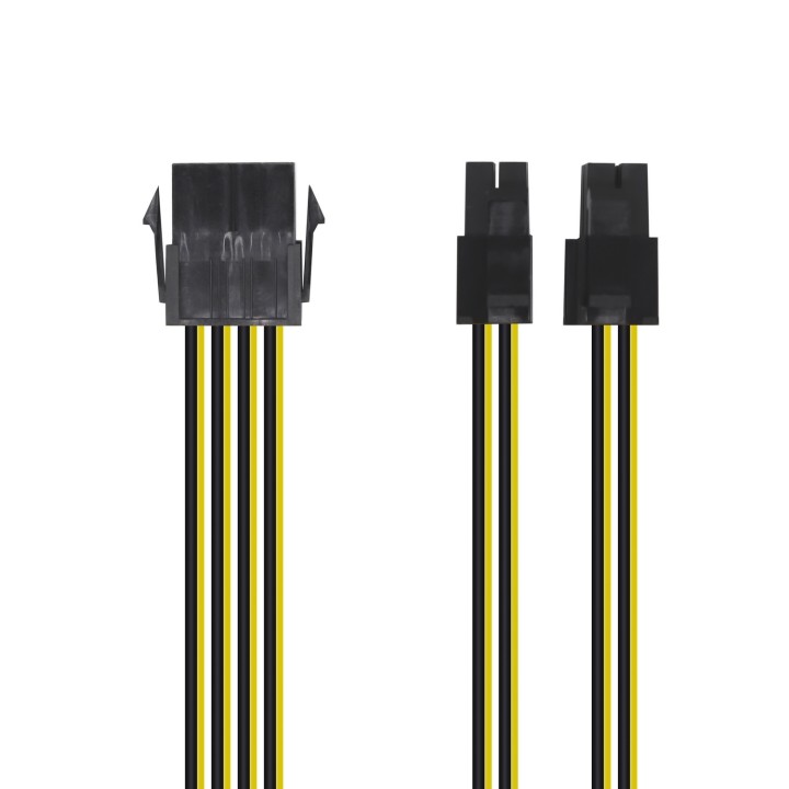 Aisens A131-0419 Cable Alimentación 8pin hembra a 4+4pin macho 0.3m negro amarillo