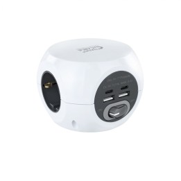 Nanocable Base de 3 enchufes con 2 usb tipo-a + 2 usb tipo-c con interruptor blanco