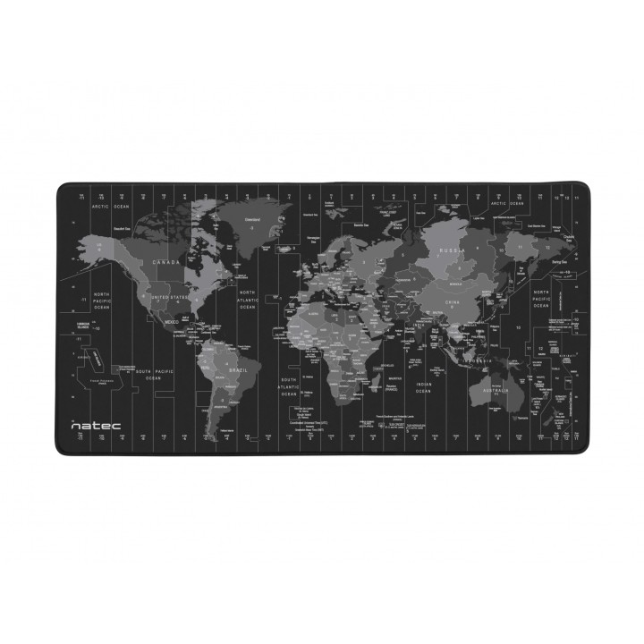 NATEC Alfombrilla Time Zone Map Maxi Negro, Gris
