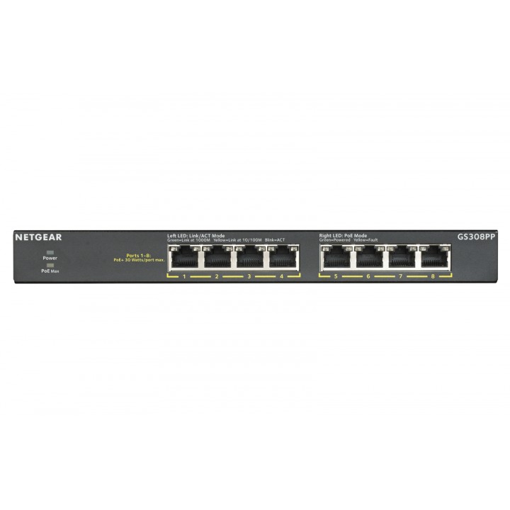 Netgear No administrado Gigabit Ethernet (10/100/1000) EnergÍ­a sobre Ethernet (PoE) Negro