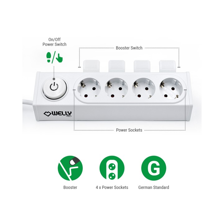 Welly Enjoy IT Regleta WY13160 4 salidas Schuko 16A con Booster Switch