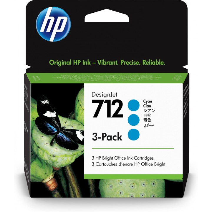 Hp 712 pack 3 cartucho de tinta original cian