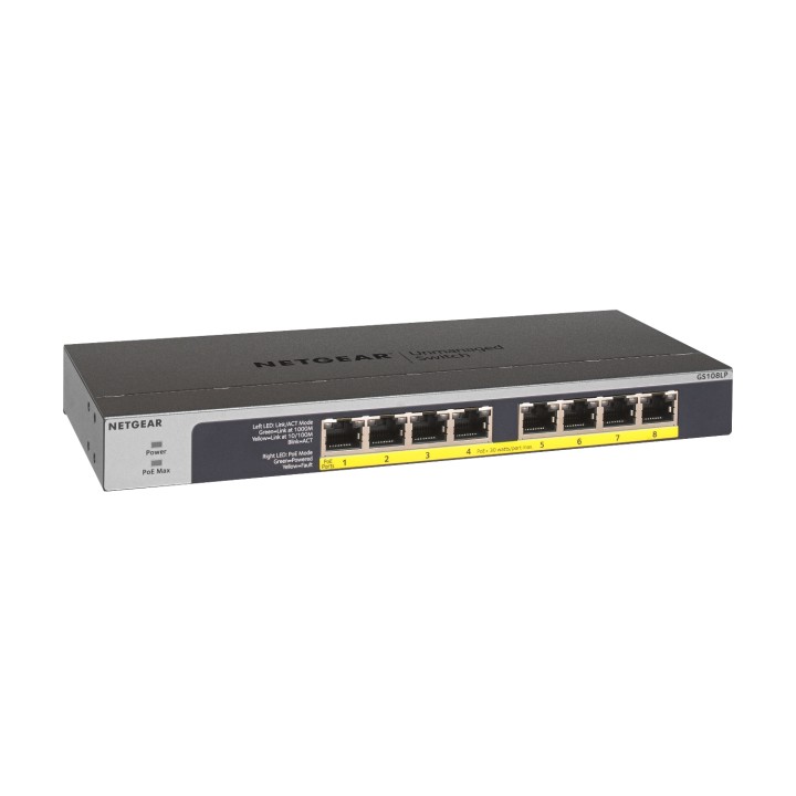 Netgear No administrado Gigabit Ethernet (10/100/1000) EnergÍ­a sobre Ethernet (PoE) 1U Negro, Gris