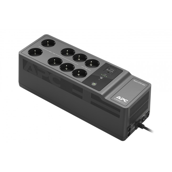 APC sistema de alimentación ininterrumpida (UPS) En espera (Fuera de lÍ­nea) 850 VA, 520 W, 8 salidas AC Negro
