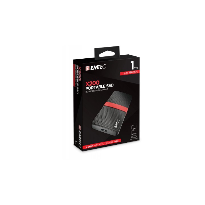 Emtec Disco SDD 1000 GB Negro, Rojo
