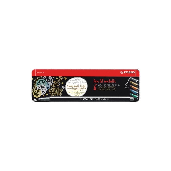 STABILO Pen 68 Metallic rotulador Medio Metálico, Multicolor 6 pieza(s)
