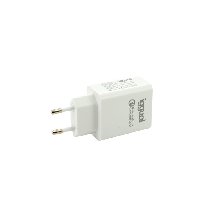 iggual Cargador pared doble usb QC3.0 + tipo C PD 20w blanco