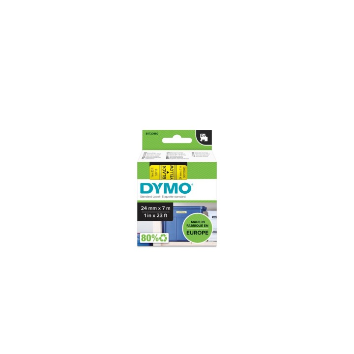Dymo D1 Etiquetas estandar negro sobre amarillo 24mm x 7m poliester