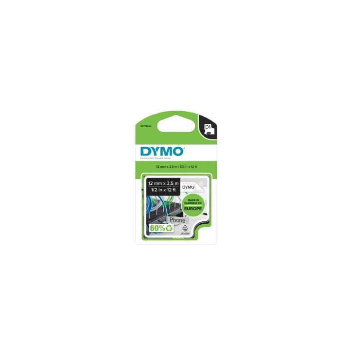DYMO D1 - Etiquetas Durable - Negro sobre blanco - 12mm x 5.5m