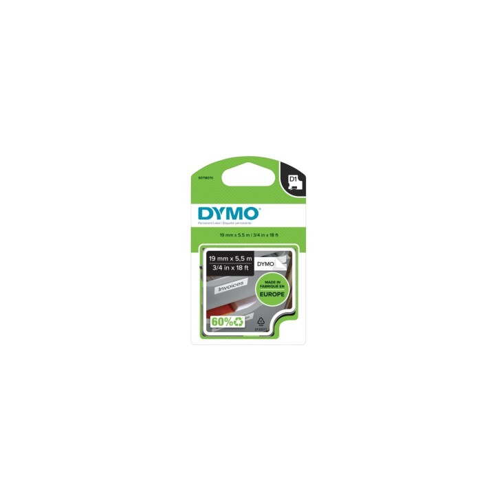 Dymo D1 Etiquetas durable negro sobre blanco 19mm x 5.5m
