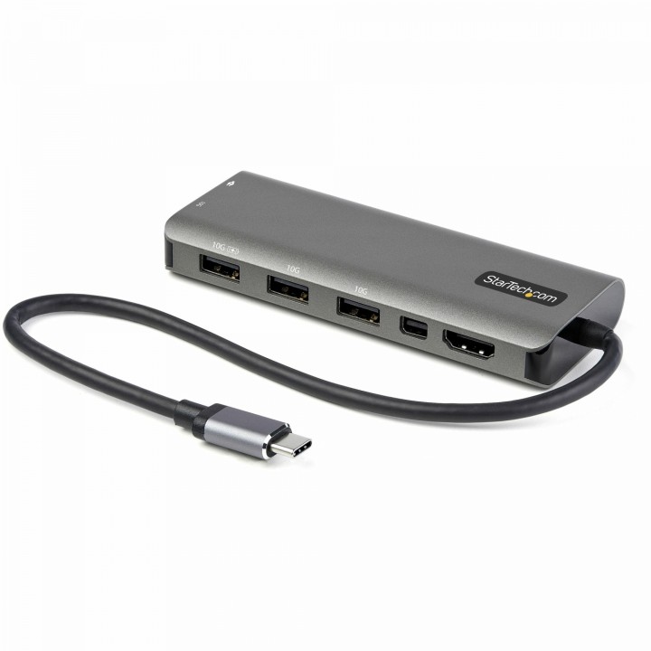 StarTech.com Adaptador Multipuertos USB-C - Docking Station USB Tipo C a HDMI o Mini DisplayPort 4K60 - Replicador de Puertos
