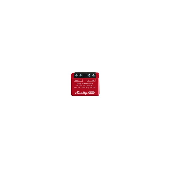 Shelly 1PM Mini Gen3 Interruptor inteligente 1P Rojo