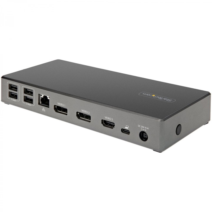 StarTech.com Docking Station usb tipo c para 3 Monitores de 4K con 100W de entrega de alimentacion PD negro gris