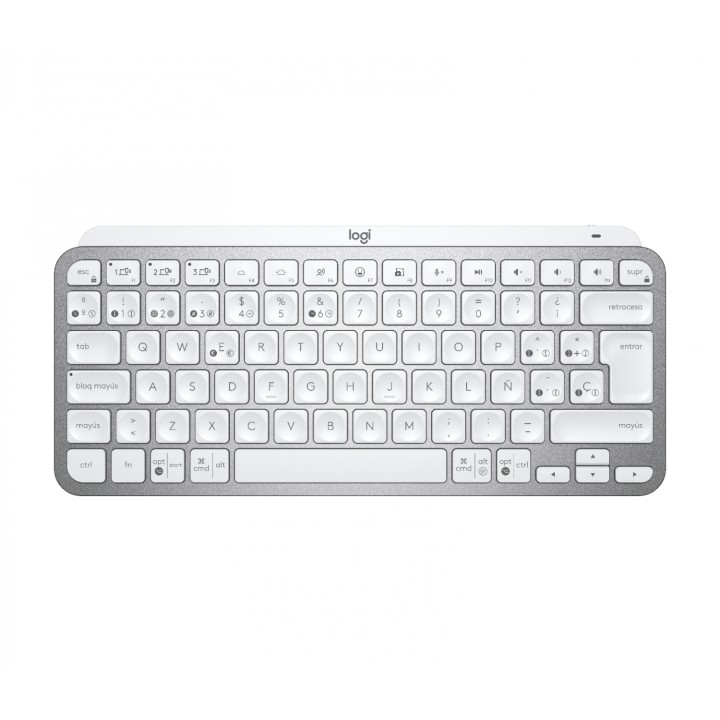 Teclado Logitech MX Keys Mini RF Wireless + Bluetooth QWERTY Español Aluminio, Blanco