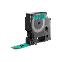 Dymo D1 Etiquetas estandar negro sobre verde 19mm x 7m poliester