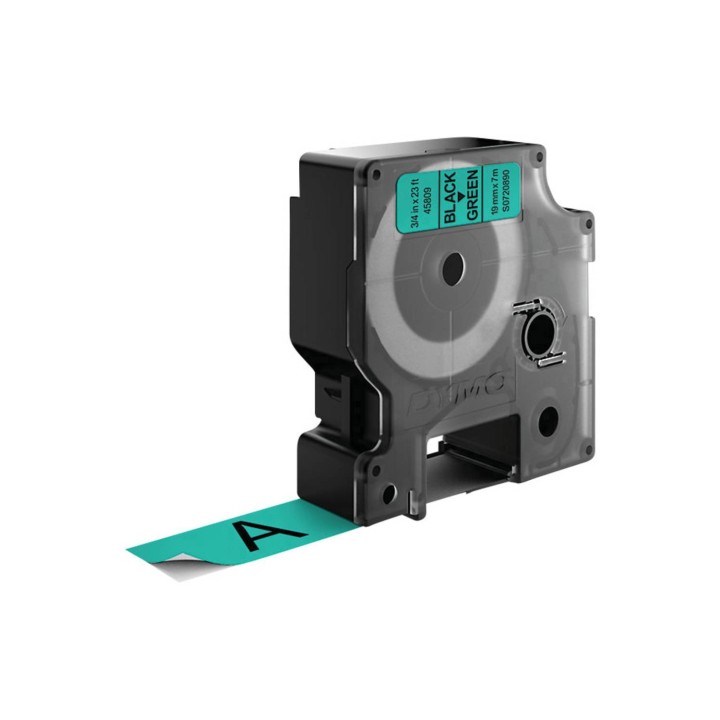 Dymo D1 Etiquetas estandar negro sobre verde 19mm x 7m poliester
